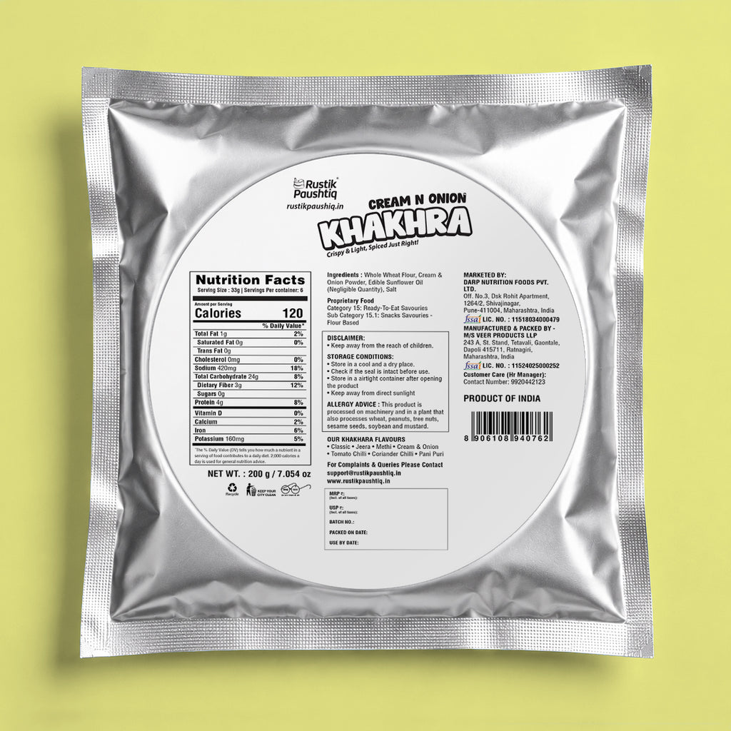 Cream & Onion Khakhra 200gm
