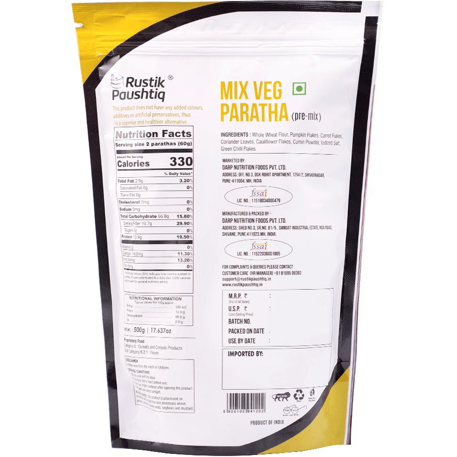 Mix-Veg Paratha Pre-Mix (Pack of 500 gm x 3)